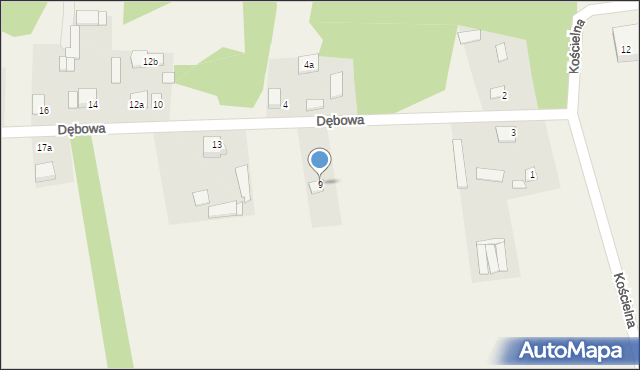 Jerzyska, Dębowa, 9, mapa Jerzyska