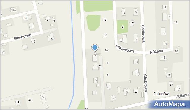 Julianów, Dębowa, 9, mapa Julianów