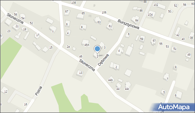 Junoszyno, Dębowa, 1, mapa Junoszyno