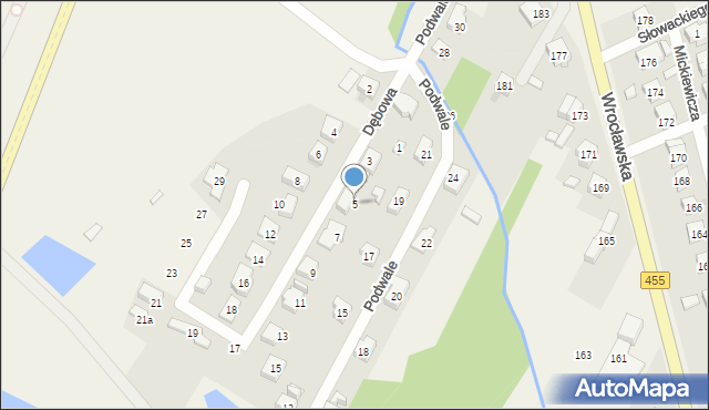 Kamieniec Wrocławski, Dębowa, 5, mapa Kamieniec Wrocławski