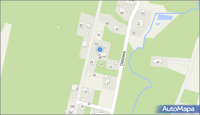 Kaniów, Dębowa, 49, mapa Kaniów