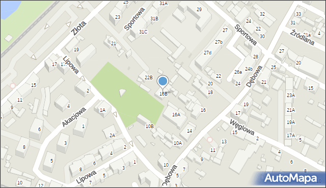Katowice, Dębowa, 16B, mapa Katowic