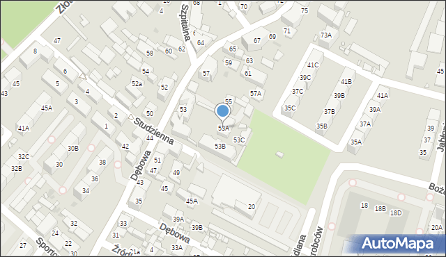 Katowice, Dębowa, 53A, mapa Katowic