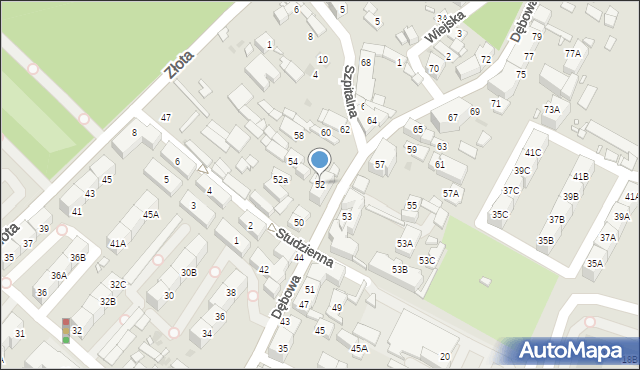 Katowice, Dębowa, 52, mapa Katowic