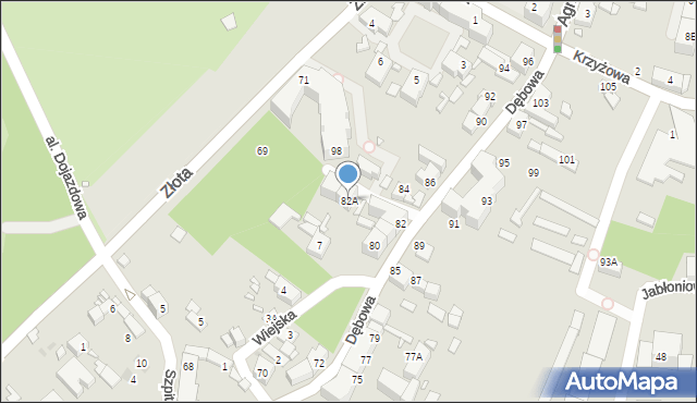 Katowice, Dębowa, 82A, mapa Katowic