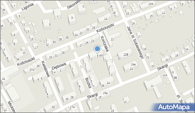 Kędzierzyn-Koźle, Dębowa, 1, mapa Kędzierzyna-Koźle