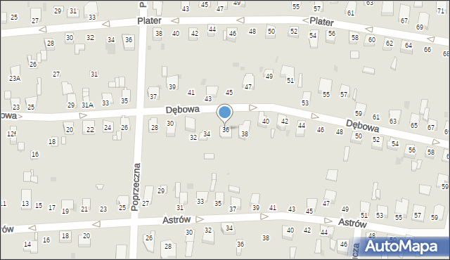 Knurów, Dębowa, 36, mapa Knurów