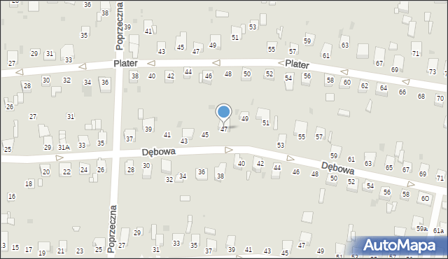 Knurów, Dębowa, 47, mapa Knurów