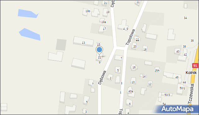 Kolnik, Dębowa, 11, mapa Kolnik