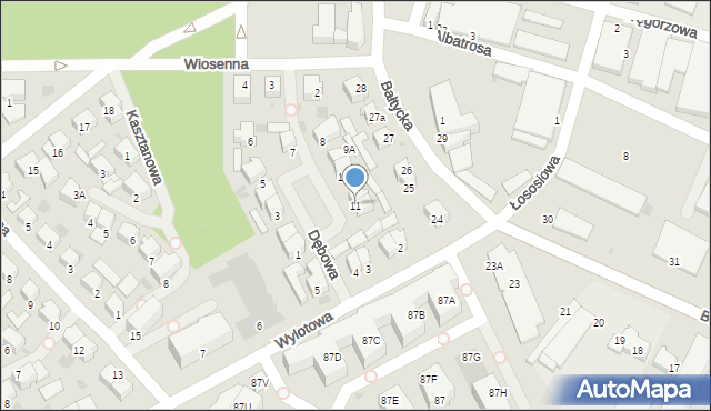 Kołobrzeg, Dębowa, 11, mapa Kołobrzegu