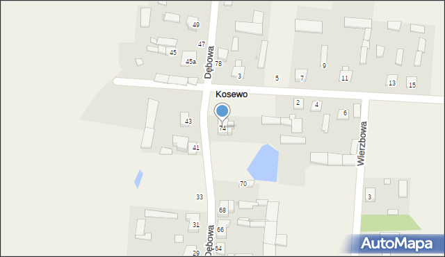 Kosewo, Dębowa, 74, mapa Kosewo