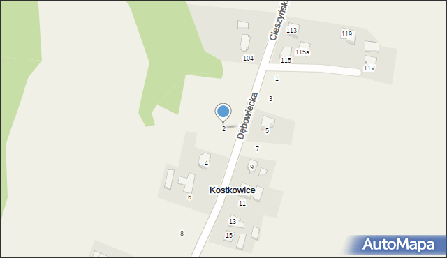 Kostkowice, Dębowiecka, 2, mapa Kostkowice