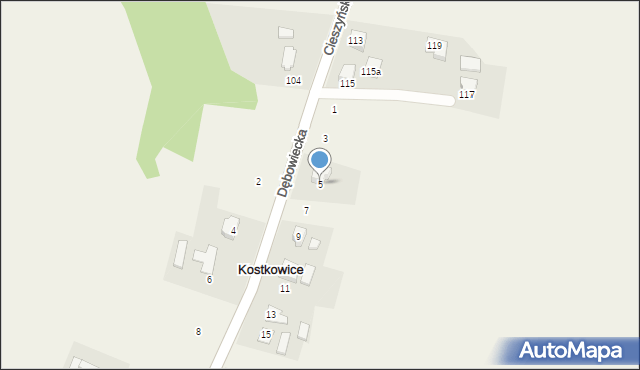 Kostkowice, Dębowiecka, 5, mapa Kostkowice