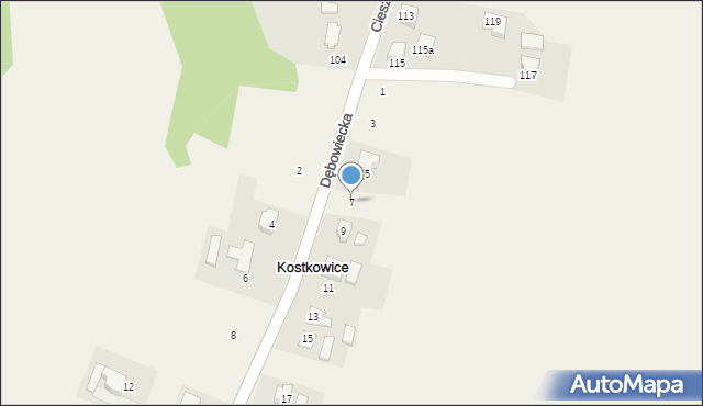 Kostkowice, Dębowiecka, 7, mapa Kostkowice