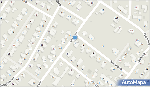 Koszalin, Dębowa, 3, mapa Koszalina