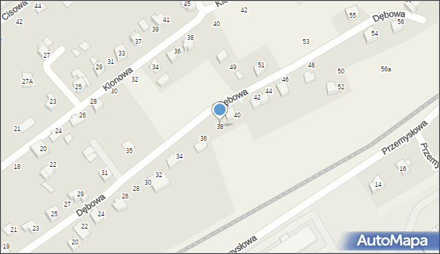 Kozy, Dębowa, 38, mapa Kozy
