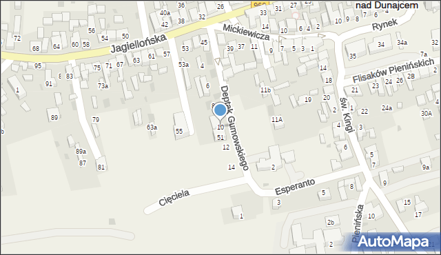 Krościenko nad Dunajcem, Deptak Gumowskiego Franciszka, dr., 10, mapa Krościenko nad Dunajcem