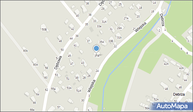 Krosno, Dębowa, 37A, mapa Krosna