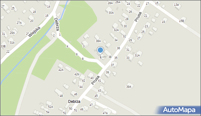 Krosno, Debrza, 5, mapa Krosna