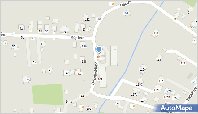 Krosno, Decowskiego Stanisława, ks., 107, mapa Krosna