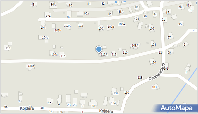 Krosno, Decowskiego Stanisława, ks., 114, mapa Krosna