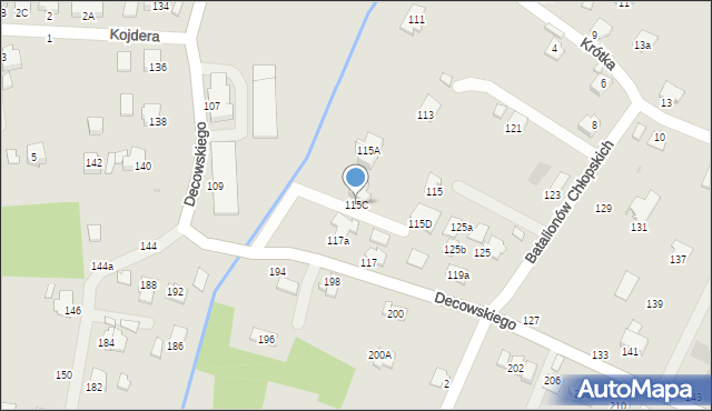 Krosno, Decowskiego Stanisława, ks., 115C, mapa Krosna