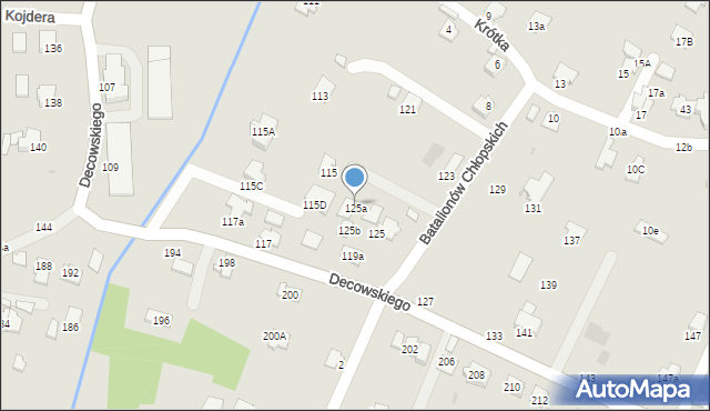 Krosno, Decowskiego Stanisława, ks., 125a, mapa Krosna