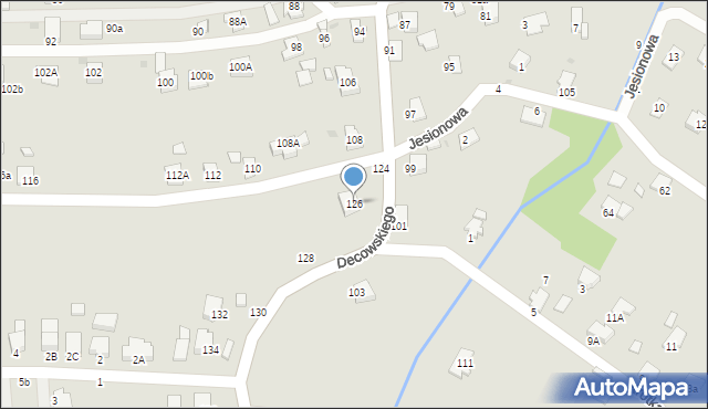 Krosno, Decowskiego Stanisława, ks., 126, mapa Krosna