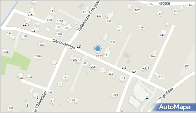 Krosno, Decowskiego Stanisława, ks., 133, mapa Krosna