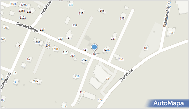Krosno, Decowskiego Stanisława, ks., 145, mapa Krosna