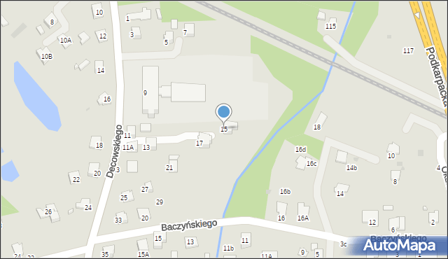 Krosno, Decowskiego Stanisława, ks., 15, mapa Krosna
