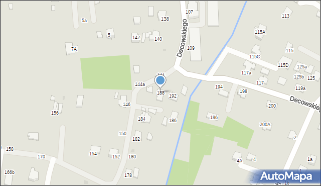Krosno, Decowskiego Stanisława, ks., 188, mapa Krosna