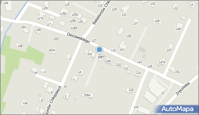 Krosno, Decowskiego Stanisława, ks., 206, mapa Krosna