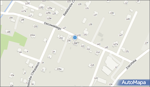 Krosno, Decowskiego Stanisława, ks., 208, mapa Krosna