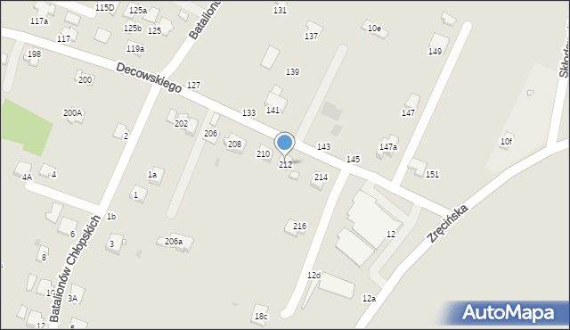 Krosno, Decowskiego Stanisława, ks., 212, mapa Krosna