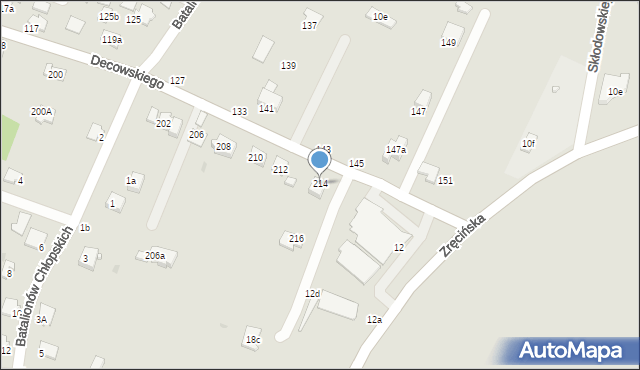 Krosno, Decowskiego Stanisława, ks., 214, mapa Krosna