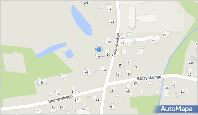 Krosno, Decowskiego Stanisława, ks., 22, mapa Krosna