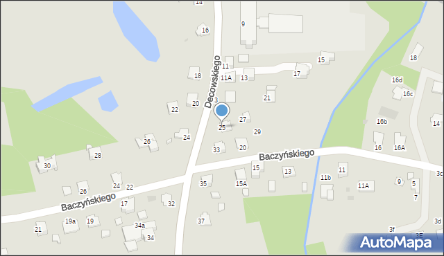 Krosno, Decowskiego Stanisława, ks., 25, mapa Krosna