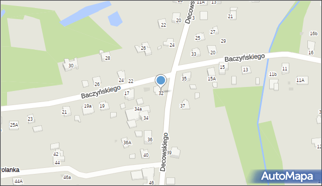 Krosno, Decowskiego Stanisława, ks., 32, mapa Krosna