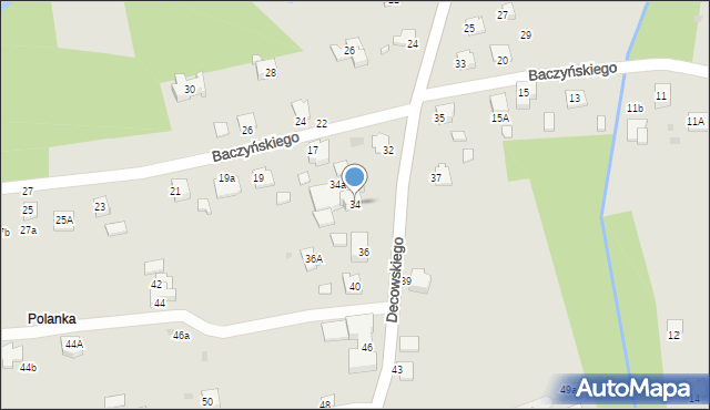 Krosno, Decowskiego Stanisława, ks., 34, mapa Krosna