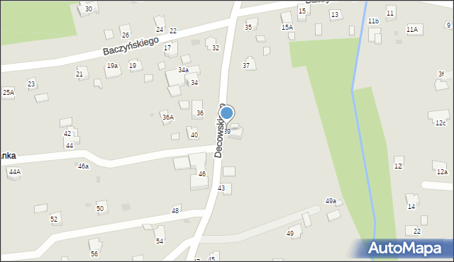 Krosno, Decowskiego Stanisława, ks., 39, mapa Krosna