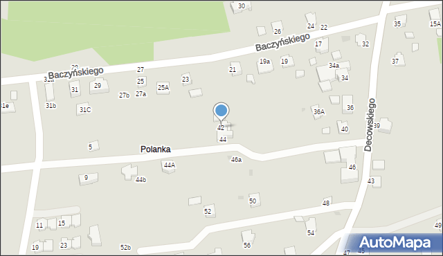 Krosno, Decowskiego Stanisława, ks., 42, mapa Krosna