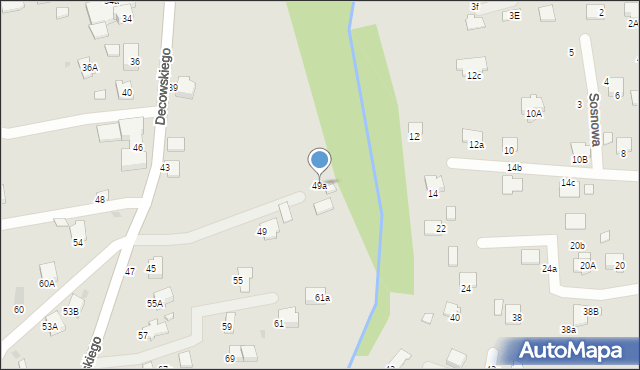 Krosno, Decowskiego Stanisława, ks., 49a, mapa Krosna