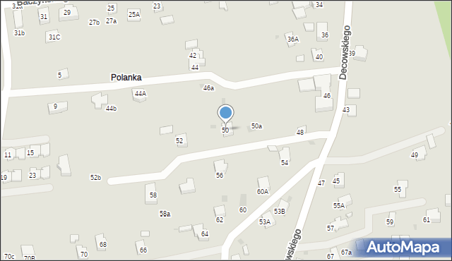 Krosno, Decowskiego Stanisława, ks., 50, mapa Krosna