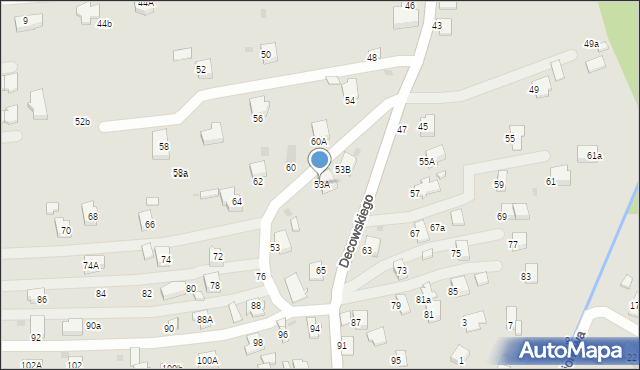 Krosno, Decowskiego Stanisława, ks., 53A, mapa Krosna