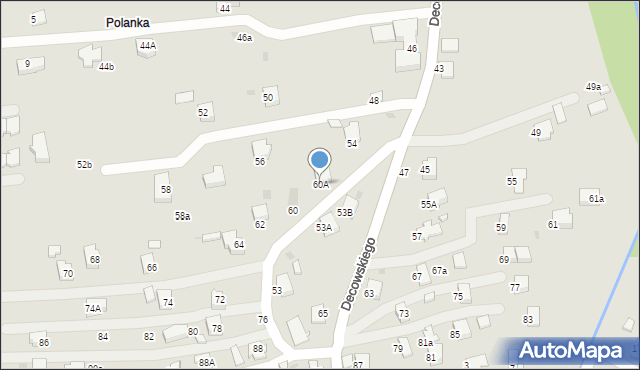 Krosno, Decowskiego Stanisława, ks., 60A, mapa Krosna