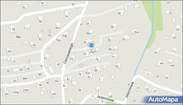 Krosno, Decowskiego Stanisława, ks., 67a, mapa Krosna