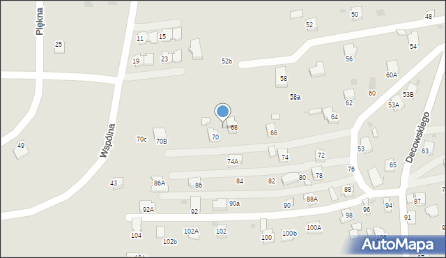 Krosno, Decowskiego Stanisława, ks., 70a, mapa Krosna