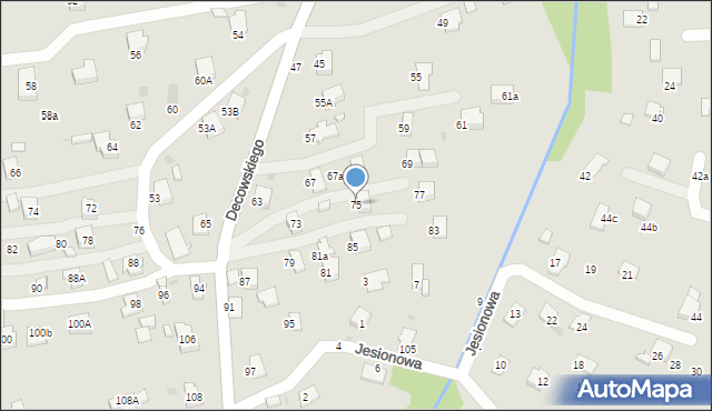 Krosno, Decowskiego Stanisława, ks., 75, mapa Krosna