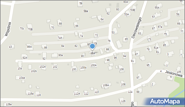 Krosno, Decowskiego Stanisława, ks., 88A, mapa Krosna